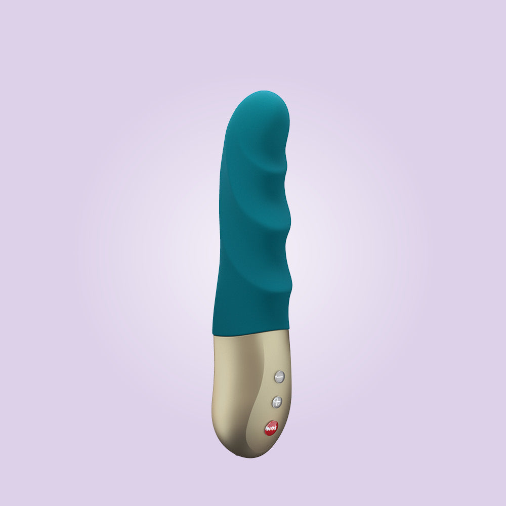 Deep Sea Blue Stronic Petite vibrator with textured surface and control buttons.