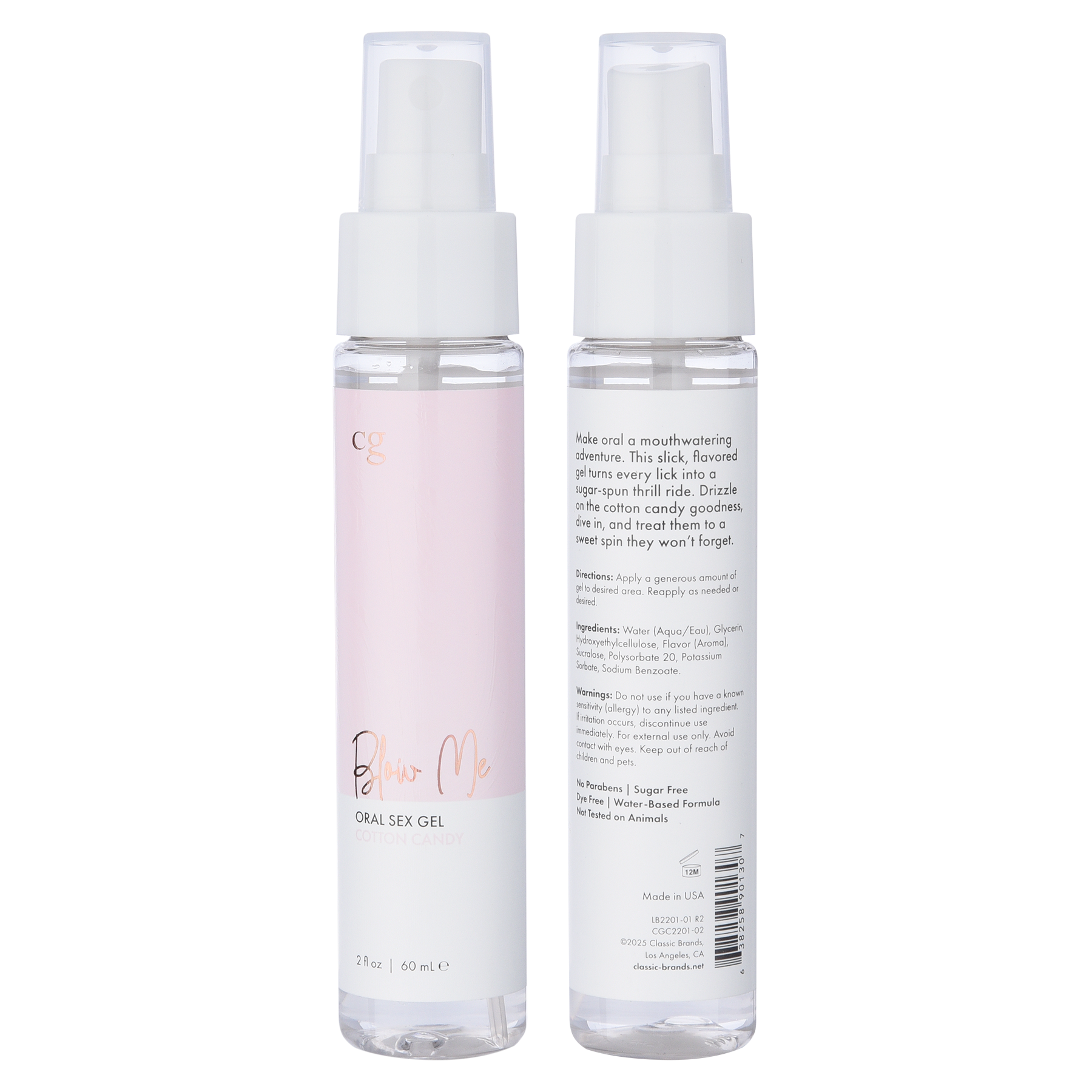 CG Cotton Candy Oral Sex Gel, water-based flavored lube in a spray bottle.