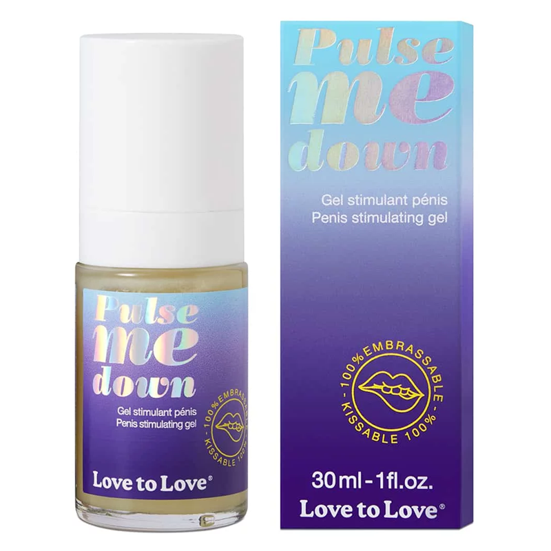 Love to Love Pulse me down penis stimulating gel in a bottle and box.