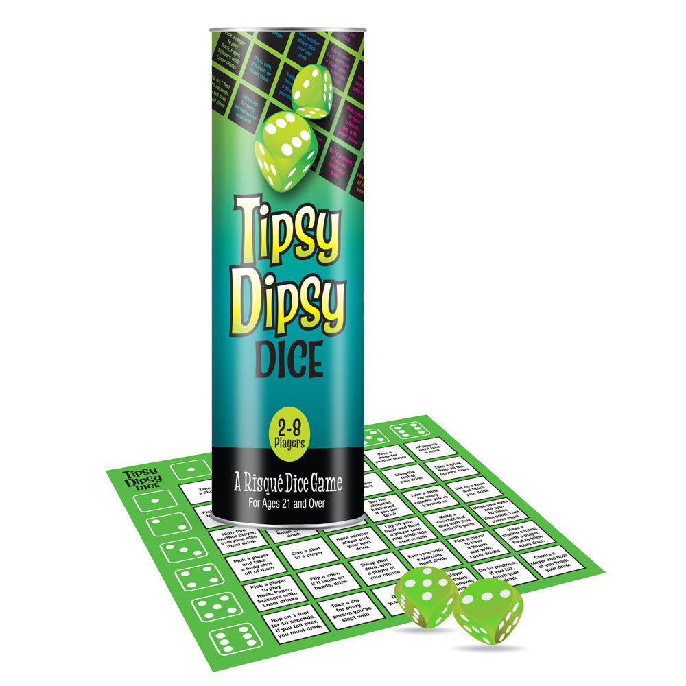 Tipsy Dipsy Dice game with a mat and two dice.