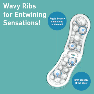 Tenga Flip Orb masturbator with wavy ribs and internal orbs.