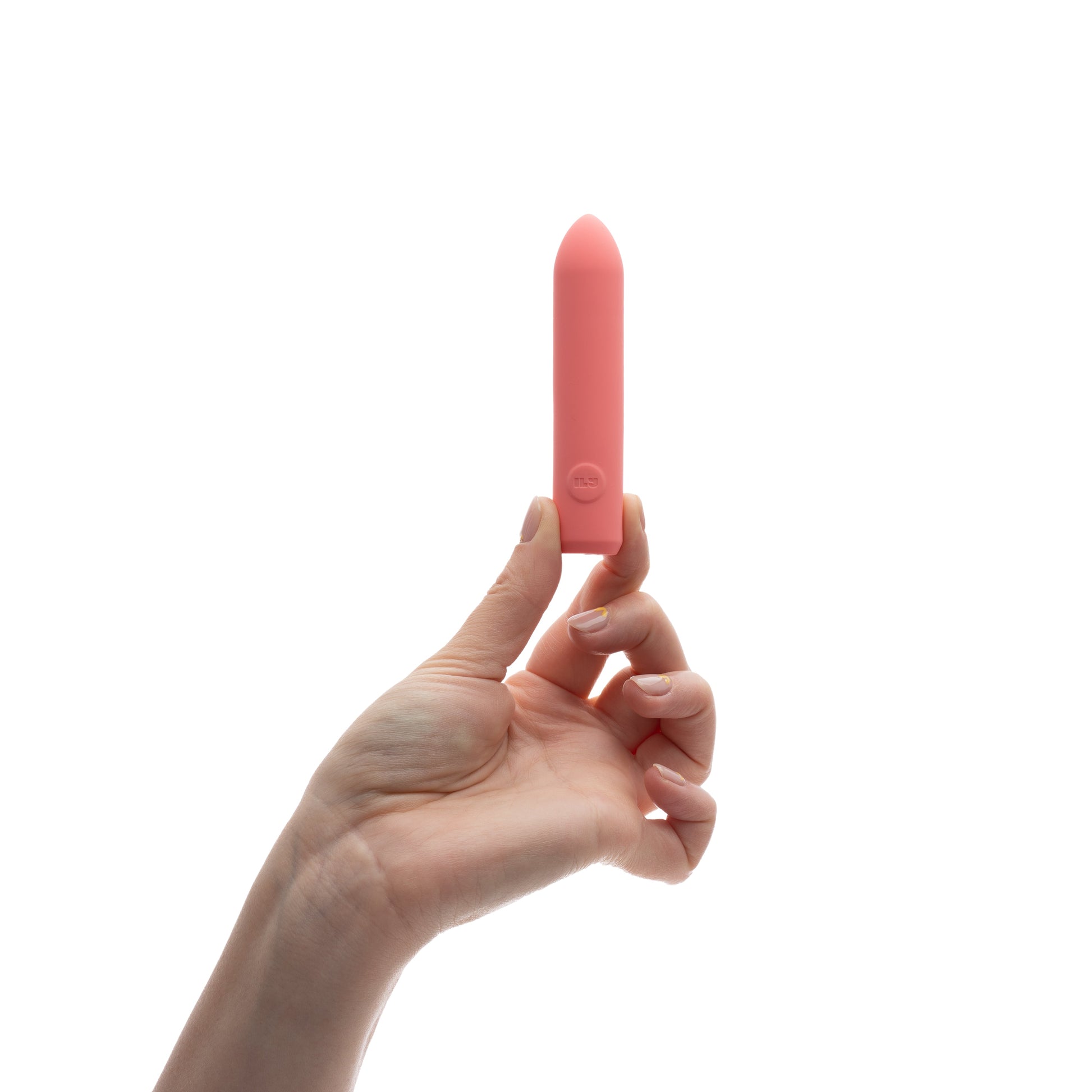A hand holds a pink bullet vibrator with the "ILY" logo.