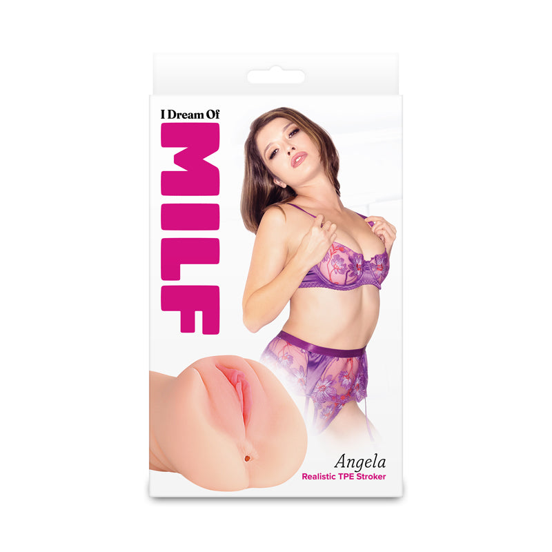Angela Realistic TPE Stroker with textured shaft, I Dream of MILF packaging.