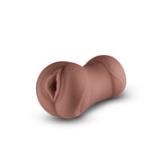 Brown TPE vagina stroker masturbator with realistic textured opening.