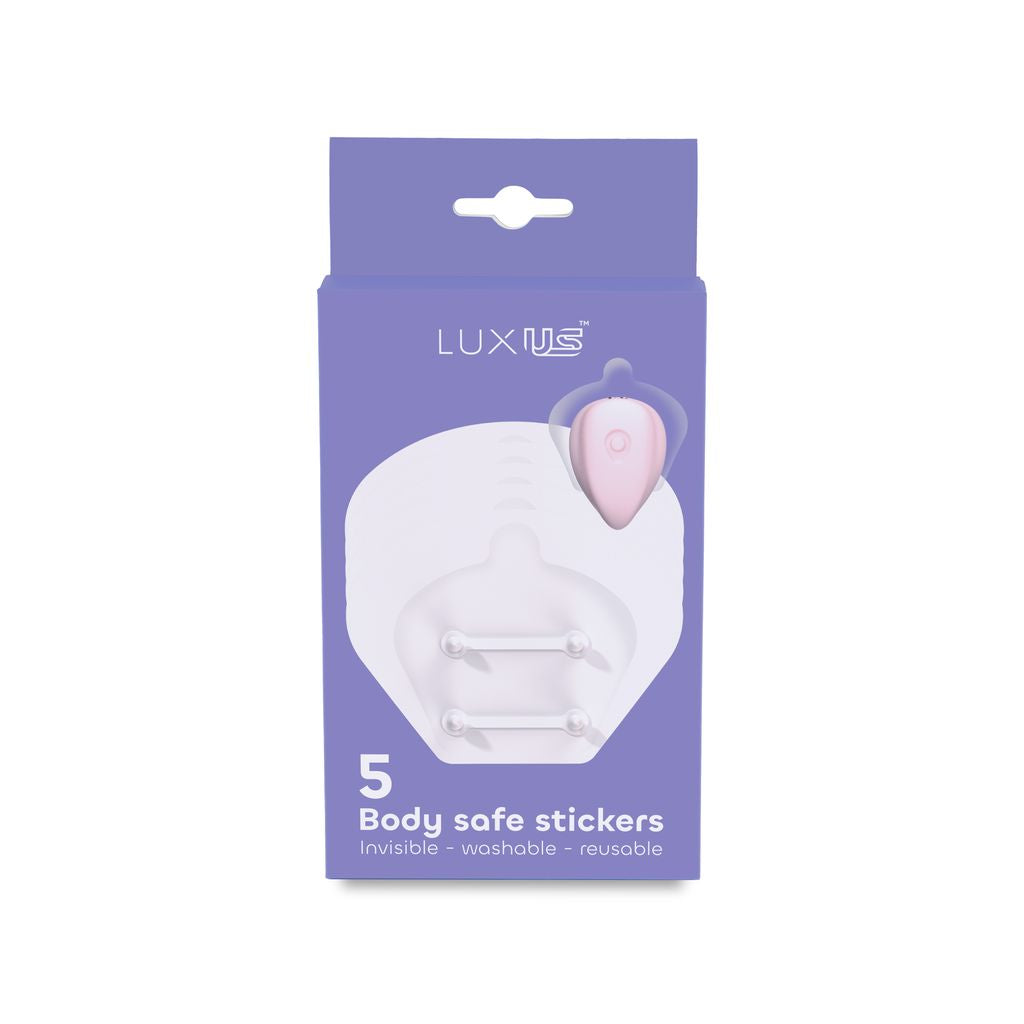Luxus body safe stickers, 5 count, invisible, washable, reusable.