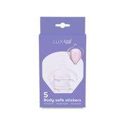 Luxus body safe stickers, 5 count, invisible, washable, reusable.