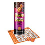 Hanky Panky Dice Game with suggestive challenge grid and dice.
