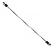 Silver metal pincher with black rubber rings and ball ends.