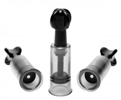Triple suction cylinders with twist action grips.