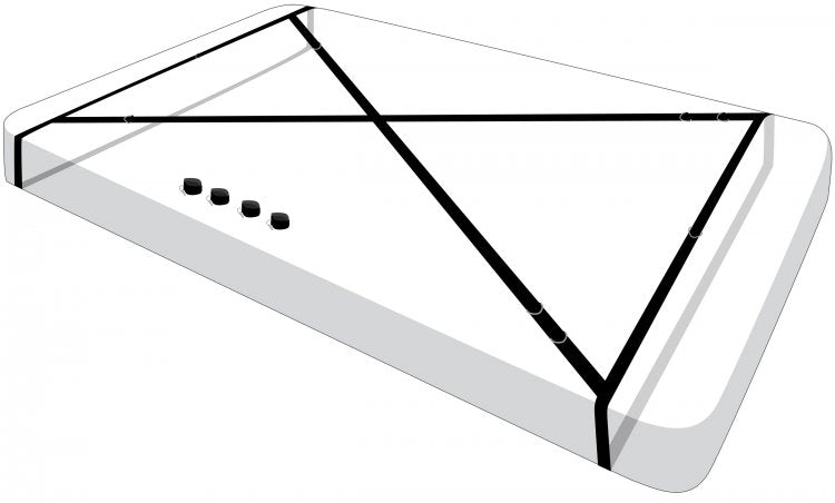 Interlace under the bed restraint set with four neoprene cuffs.