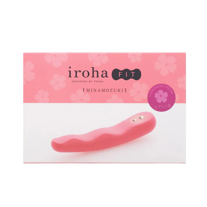 Pink iroha Minamo Nadeshiko flexible silicone vibrator with floral packaging.
