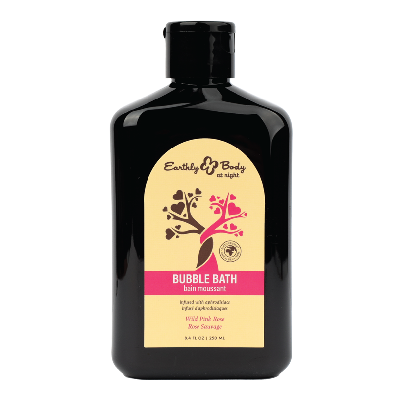 Black bottle of Earthly Body Wild Pink Rose Bubble Bath.