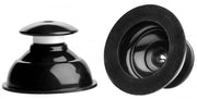 Black silicone nipple suckers with a white push-button mechanism.