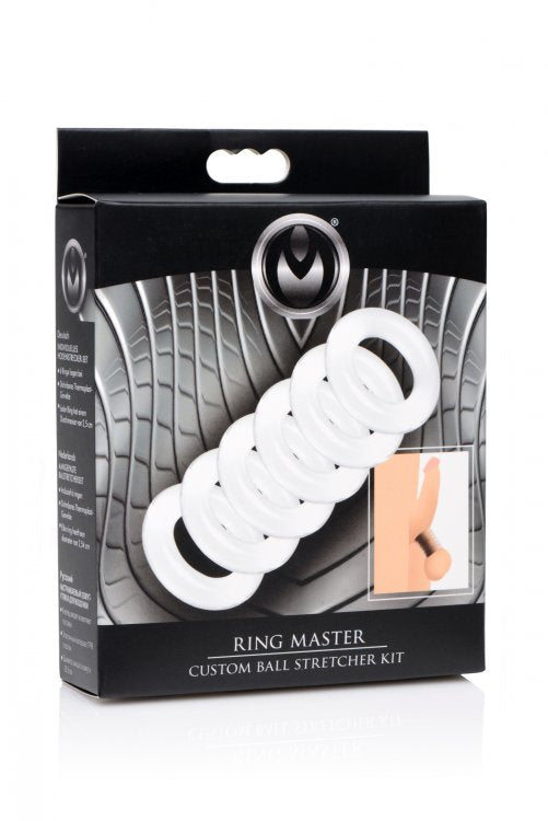 Ring Master Ball Stretcher Kit with six clear rings.
