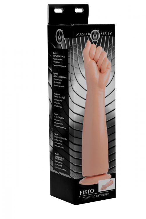 Realistic clenched fist dildo with suction cup.