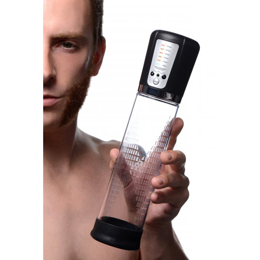Automatic rechargeable penis pump with 5 suction levels.