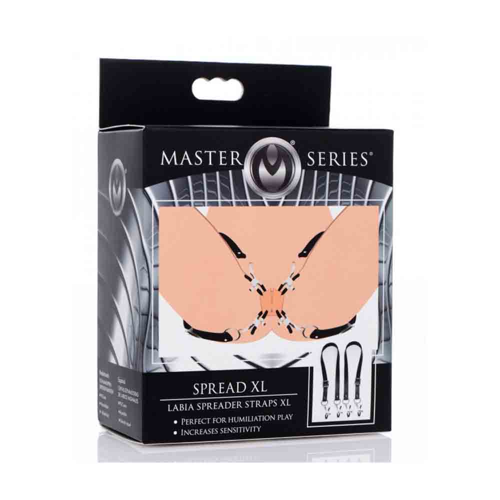 Box of XL labia spreader straps with adjustable clamps.
