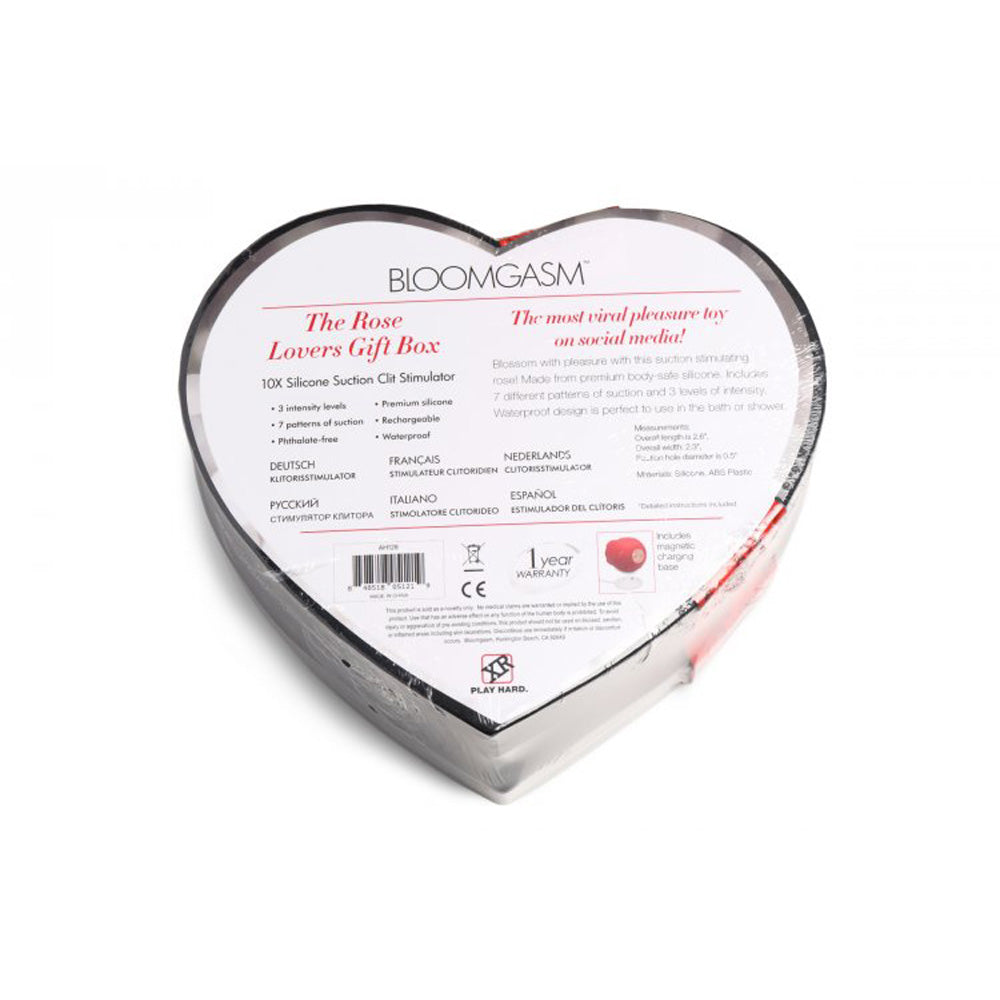 Red silicone rose toy gift box with faux roses.