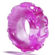 Pink Jelly Bean stretchy TPR cock ring with textured exterior.