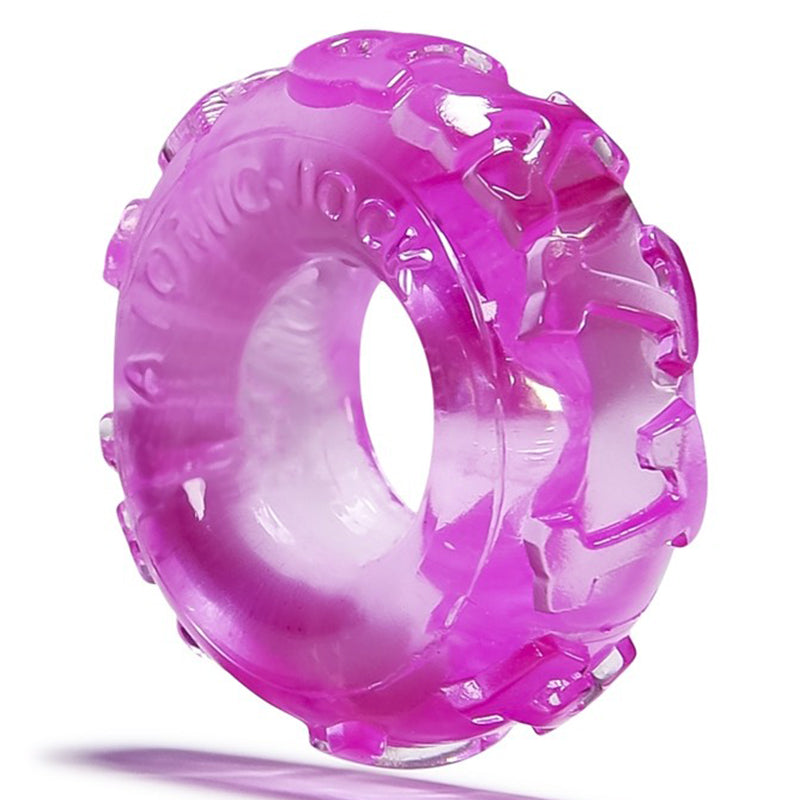 Pink Jelly Bean stretchy TPR cock ring with textured exterior.
