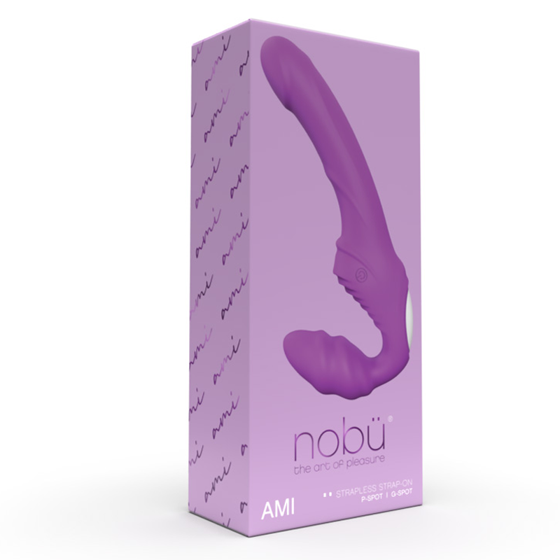 Purple silicone Ami strapless G-spot dildo by Nobü.