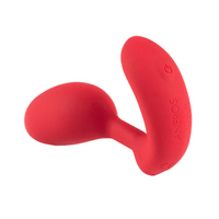 A red Aneros Vivi app-controlled G-spot vibrator and Kegel exerciser.