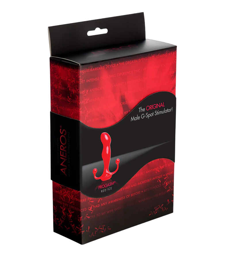 Aneros Progasm hands-free prostate massager in red ice.