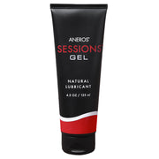 Aneros Sessions Gel natural lubricant in a black 4.2oz bottle.