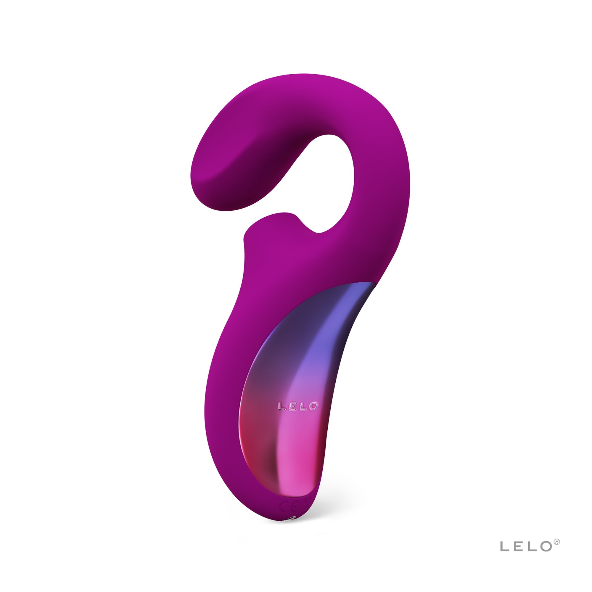 A deep rose Enigma dual-action sonic G-spot massager by Lelo.