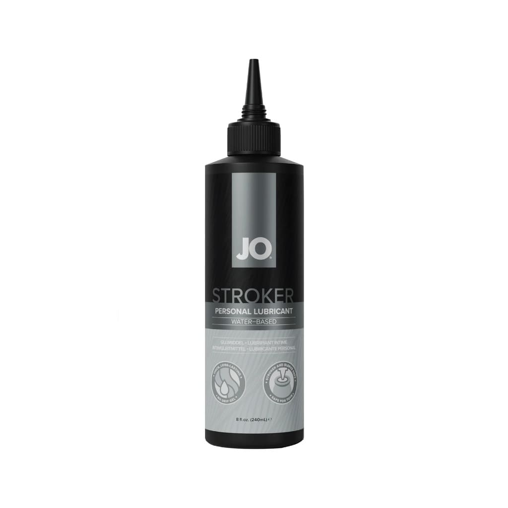 JO Stroker personal lubricant, water-based, in an 8oz bottle.