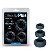 Performance Plus Drift 3-Ring Set of textured silicone cock rings.