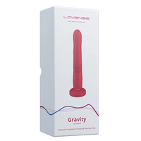 Lovense Gravity app-controlled thrusting dildo in red.