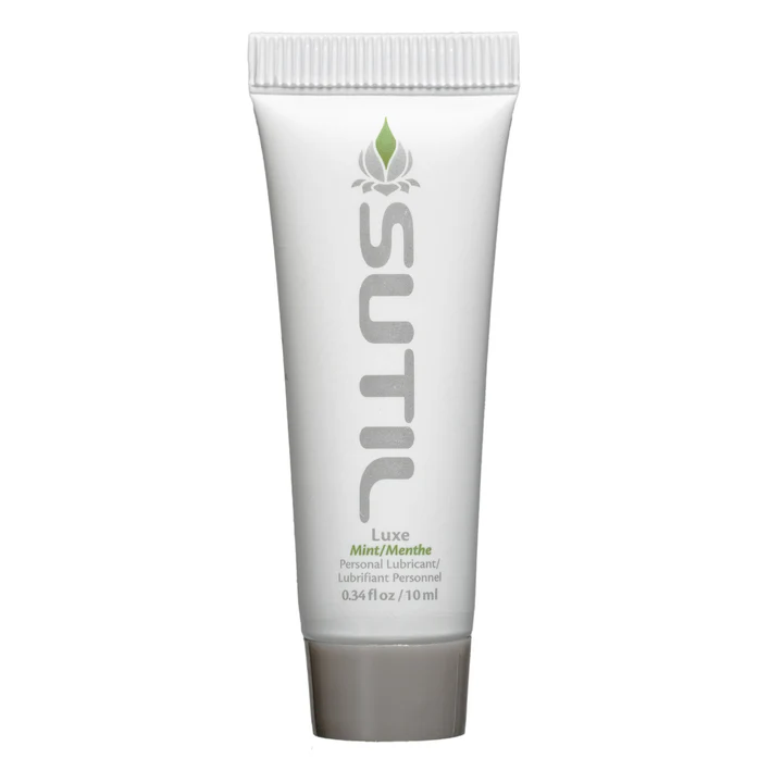 Sutil Mint Water-Based Personal Lubricant in a 10ml travel size tube.