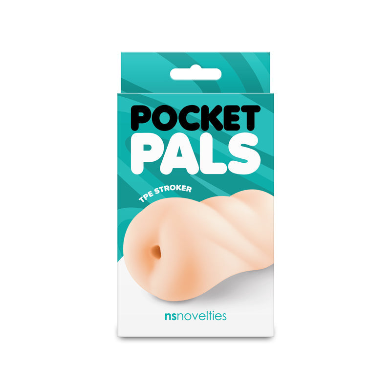 A white TPE anal stroker in its packaging.