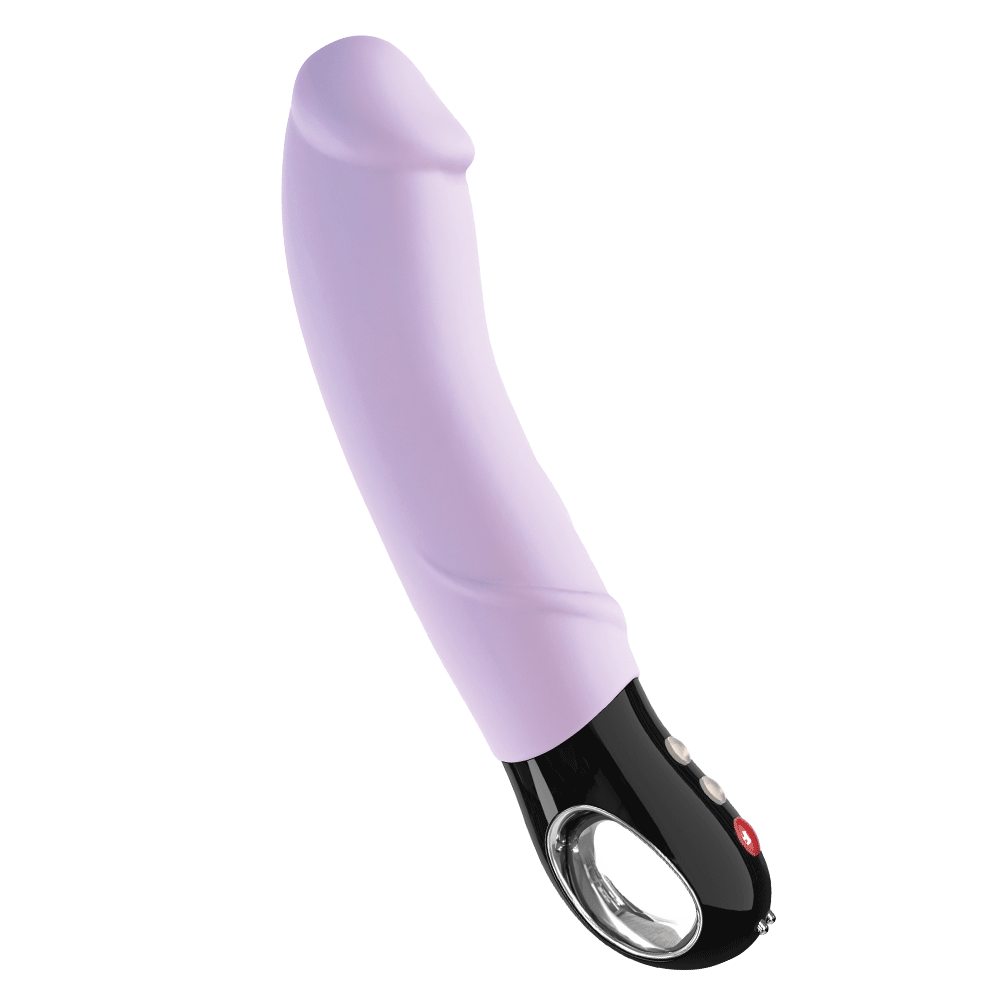 Amethyst Big Boss G-spot vibrator with a looped handle and control buttons.