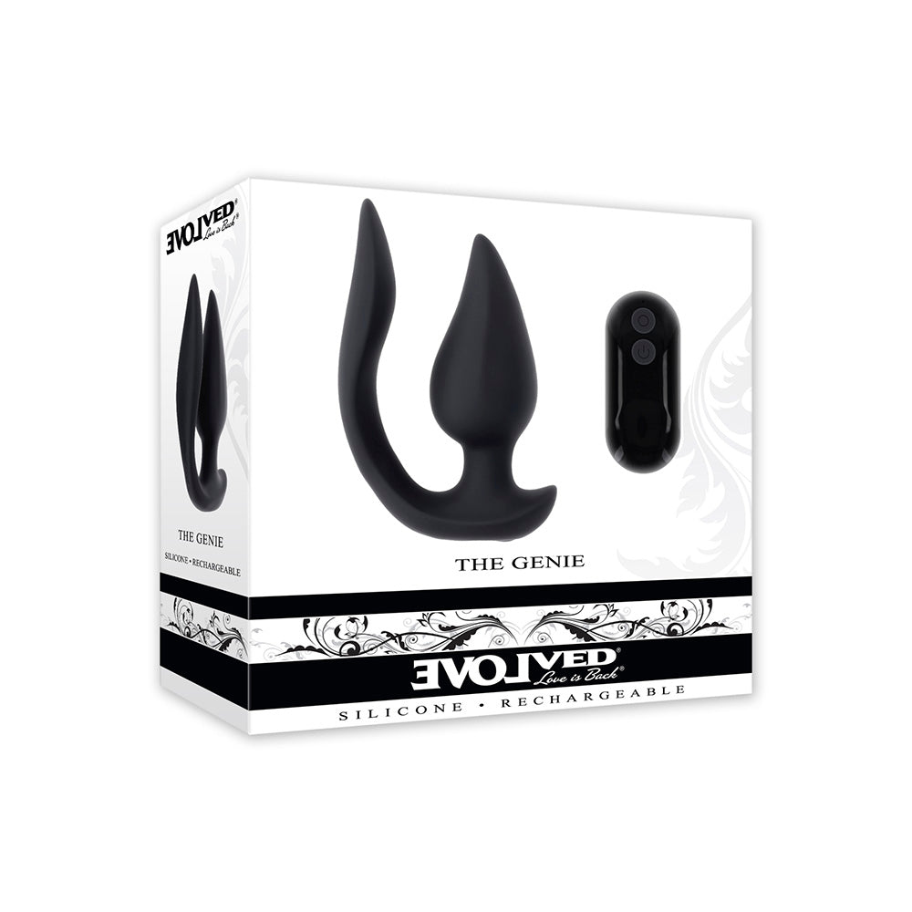 Black silicone plug with remote control on a white box.