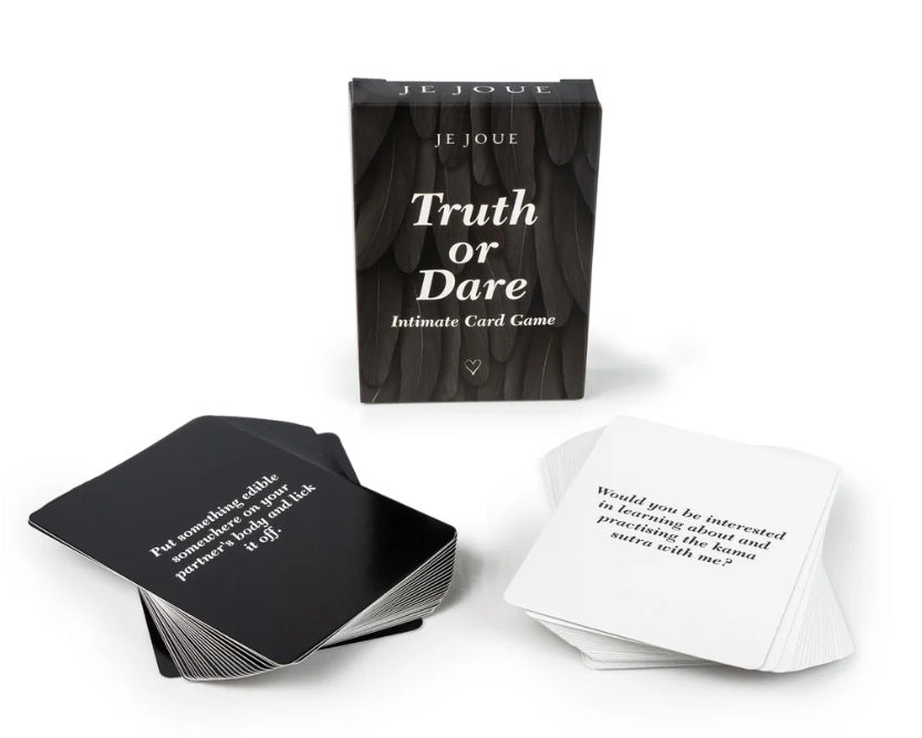 Truth or Dare intimate card game with a box and two decks of cards.