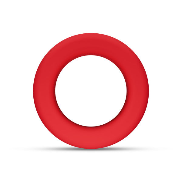 Red silicone cock ring with a smooth finish.