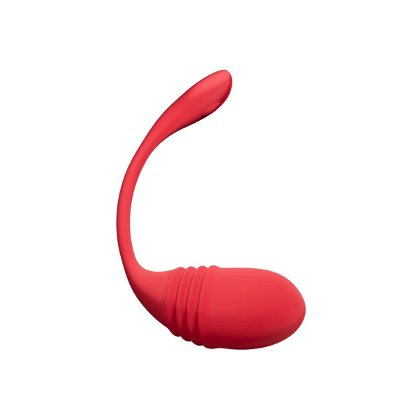 Red app-controlled thrusting G-spot egg vibrator.
