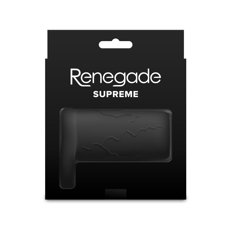 Black Renegade Supreme liquid silicone stretchy sleeve in packaging.