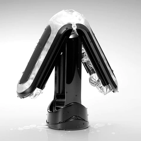 Tenga Flip Zero Black reusable male masturbator with clear textured interior.