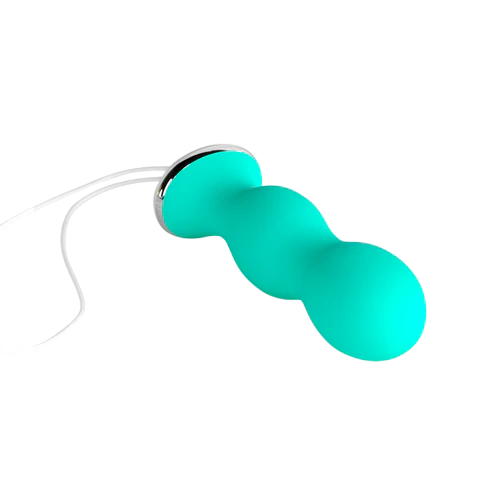 Green pelvic floor trainer with a white cord.