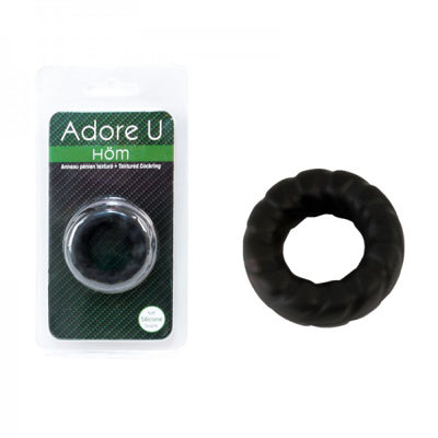 Black textured silicone cock ring from Adore U Höm.