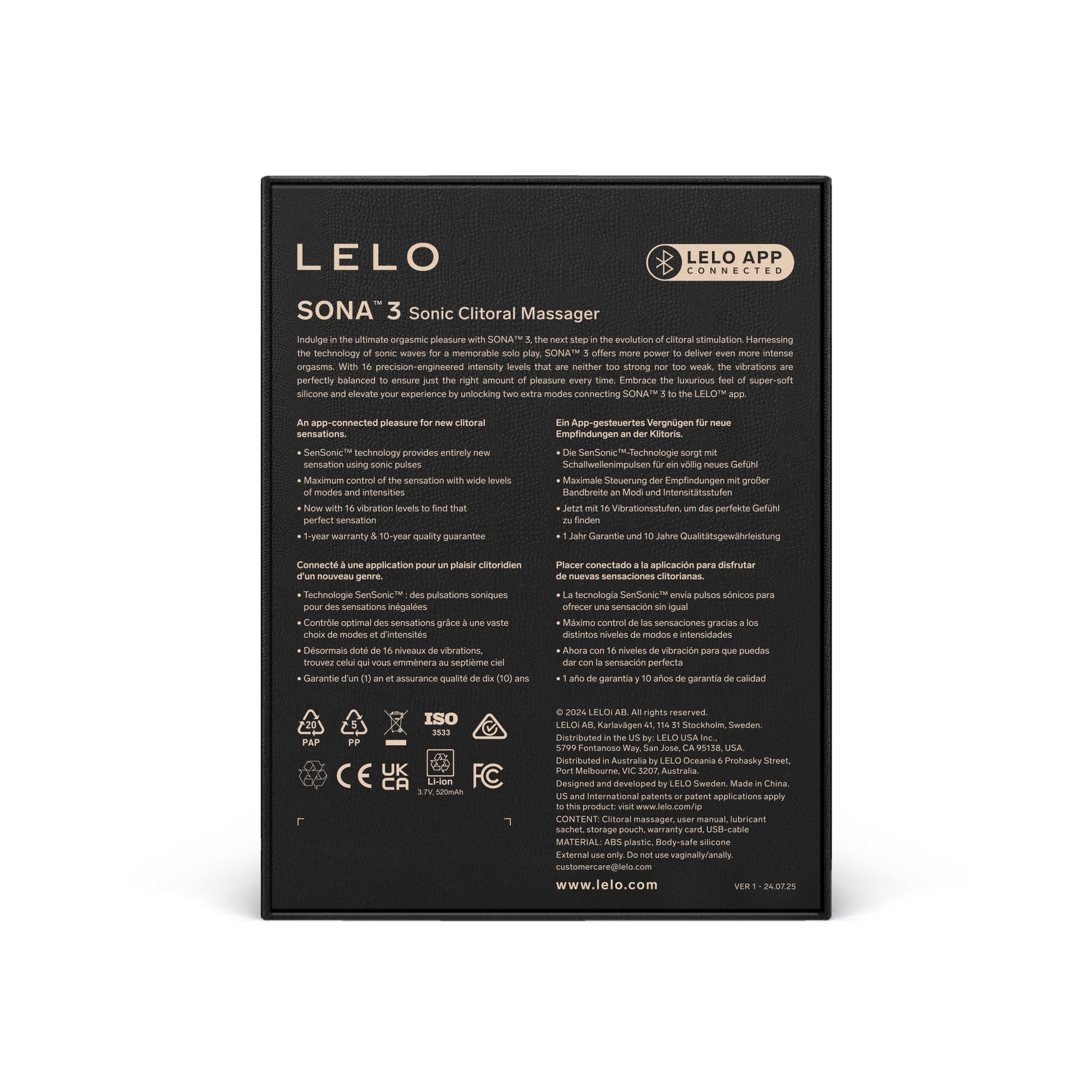 LELO SONA 3 Sonic Clitoral Massager with app connectivity.