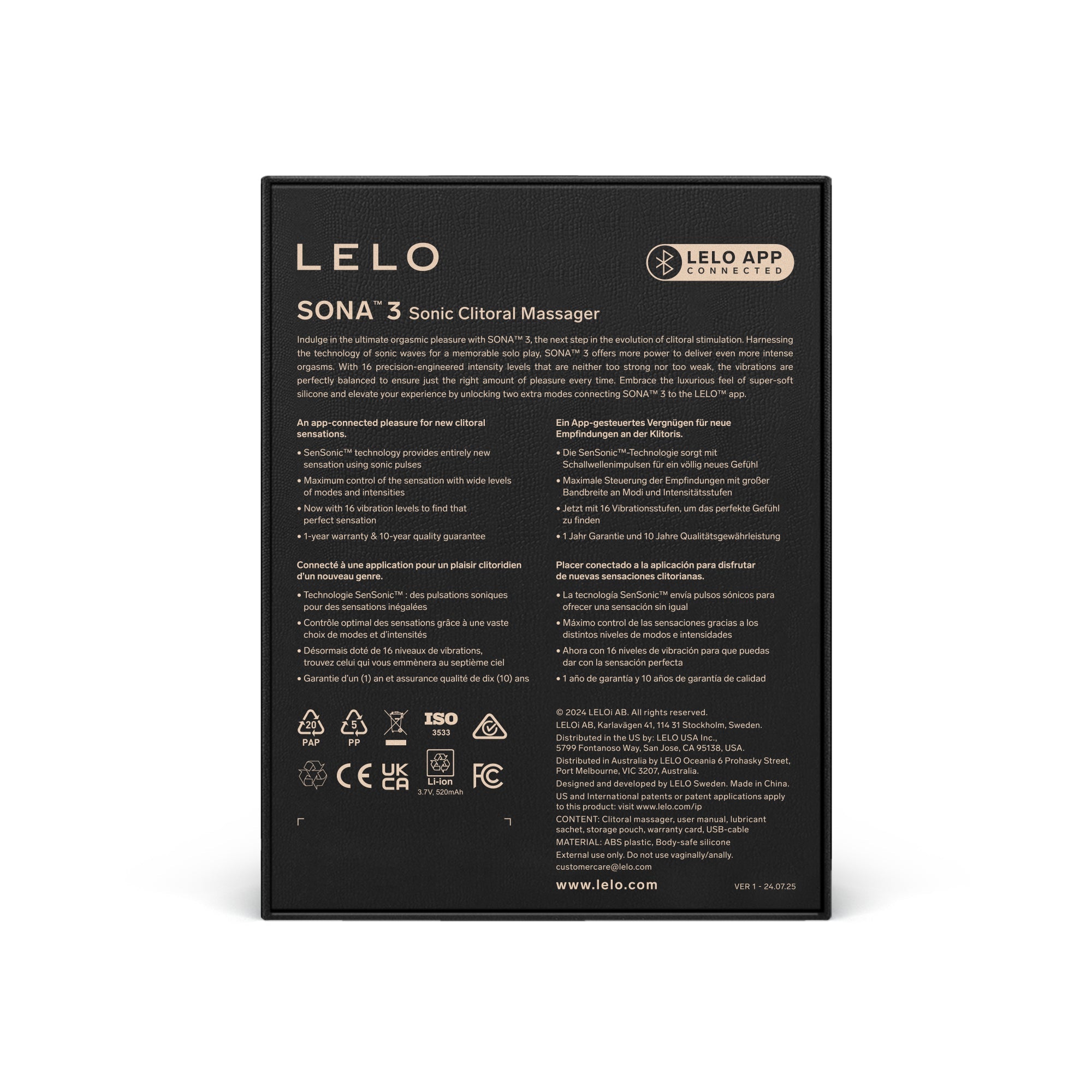 LELO SONA 3 Sonic Clitoral Massager with app connectivity.