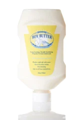 Boy Butter Original Formula coconut oil personal lubricant in a white bottle.