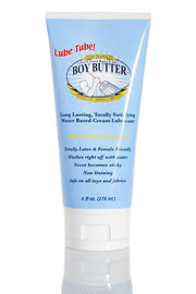 Boy Butter water-based cream lubricant in a blue tube.