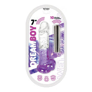 Dream Boy 7 inch lavender jelly vibrator with 10 vibrating frequencies.