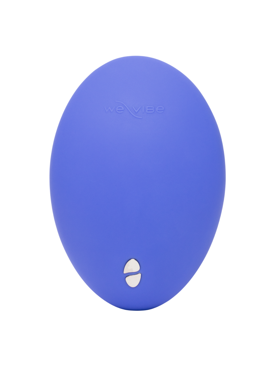 A lavender blue We-Vibe vibrator with two silver buttons.