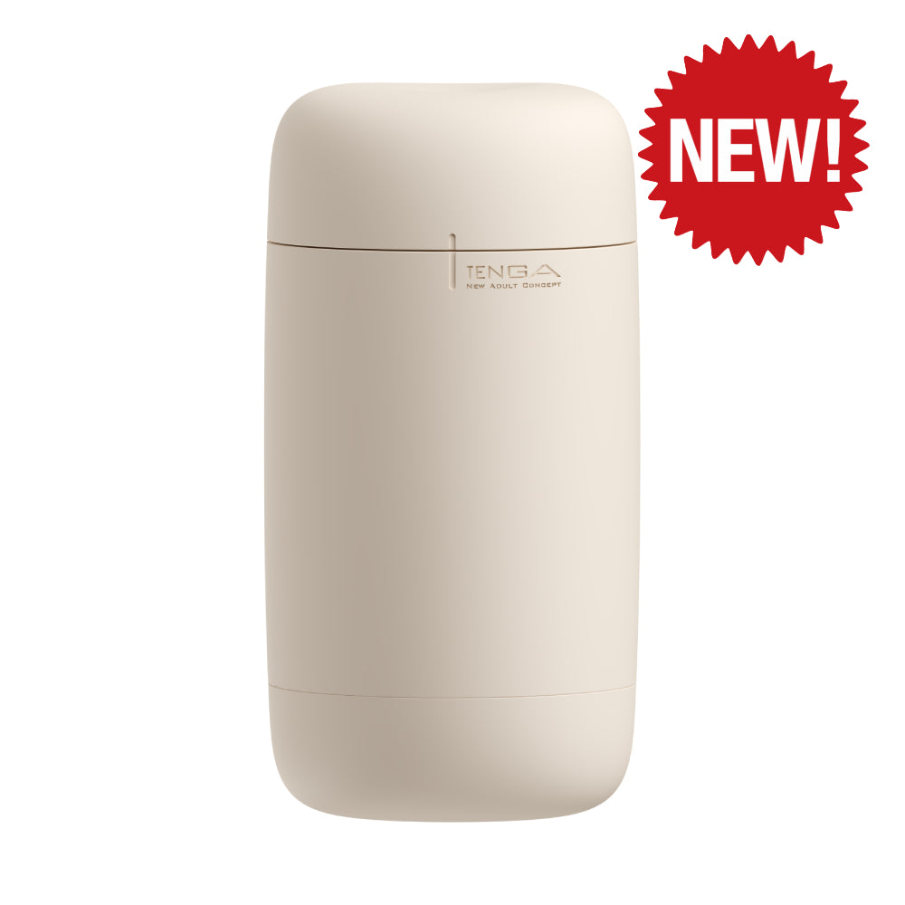 A beige Tenga Puffy Soft Stroker with a "NEW!" burst.